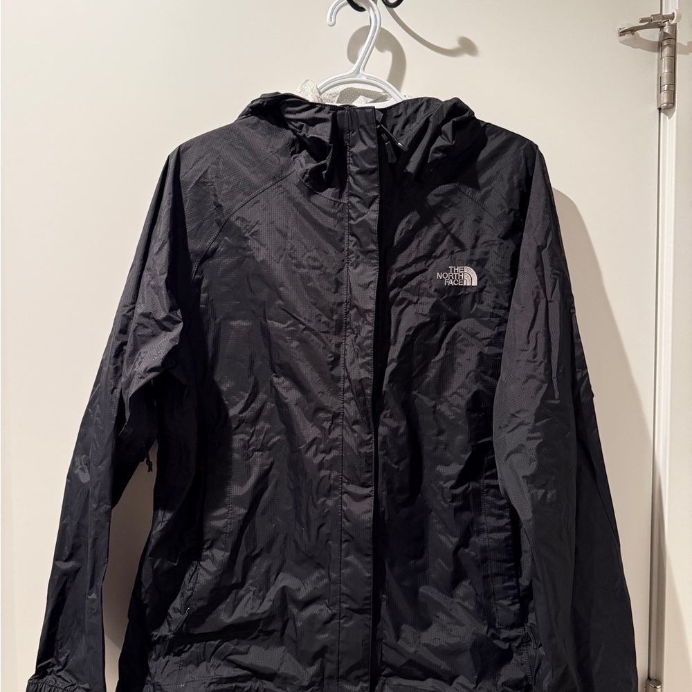 The North Face Women's Black Hooded Rain Shell Jacket — Size Large